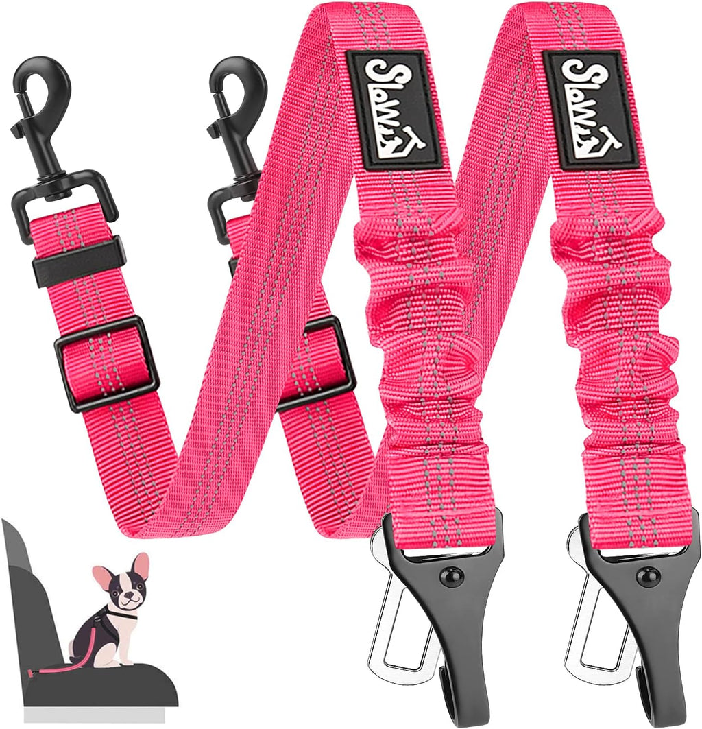 SlowTon Dog Seat Belt for Car, Adjustable 3 in 1 Dog Seatbelt with Elastic Bungee Buffer, Nylon Heavy Duty Dog Car Harness Reflective Safety Tether Leash with Latch Hook Clip Pink - Image 13