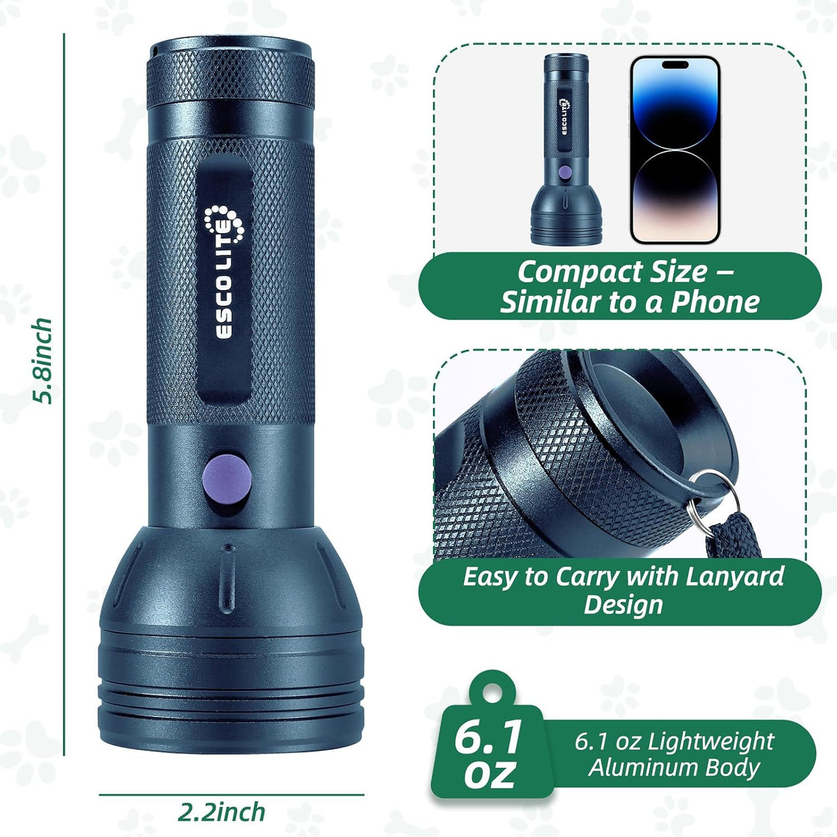Close up view of the durable cylindrical body of the imported UV detector.