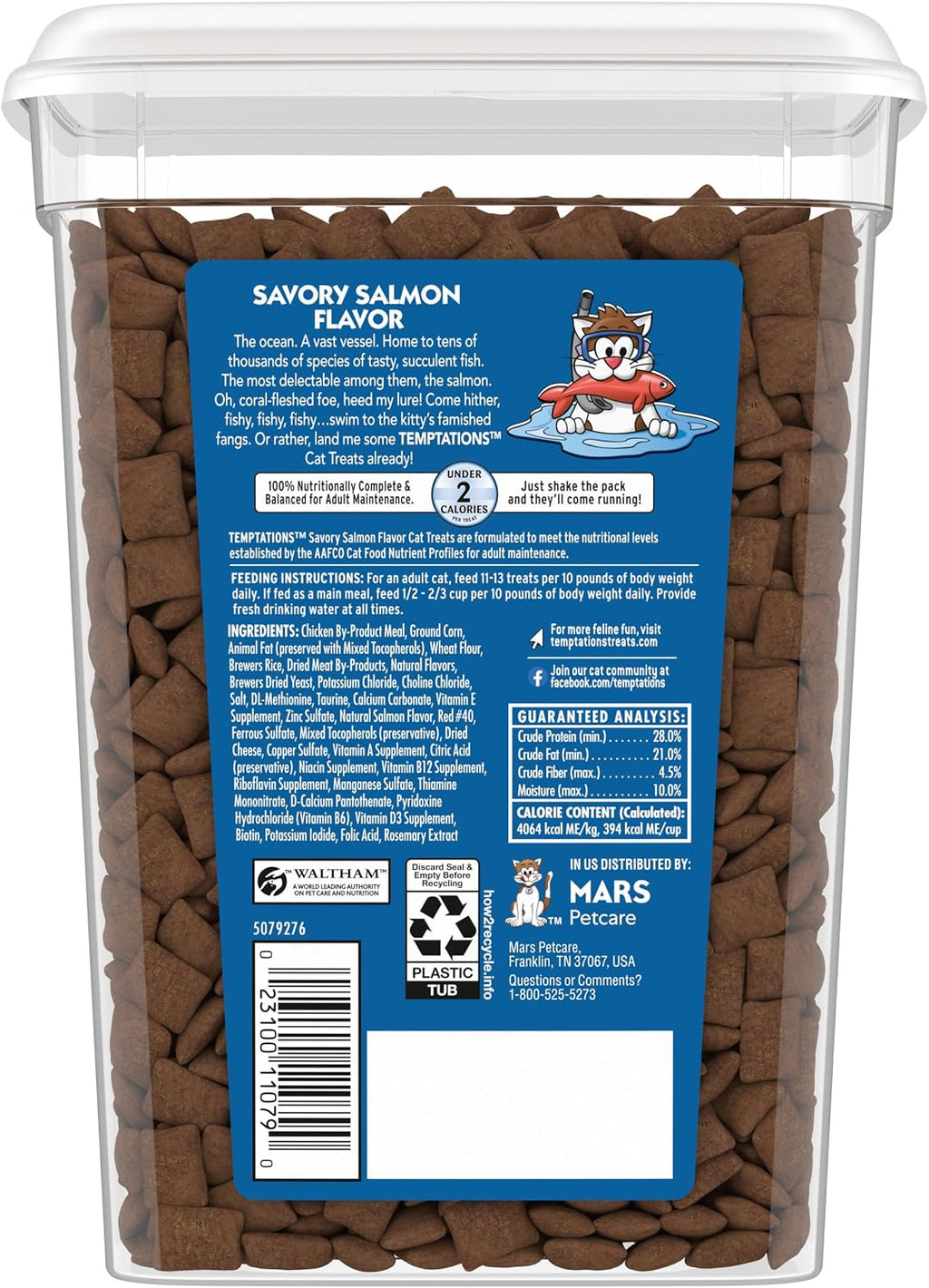 Temptations classic crunchy and soft cat treats packaging details
