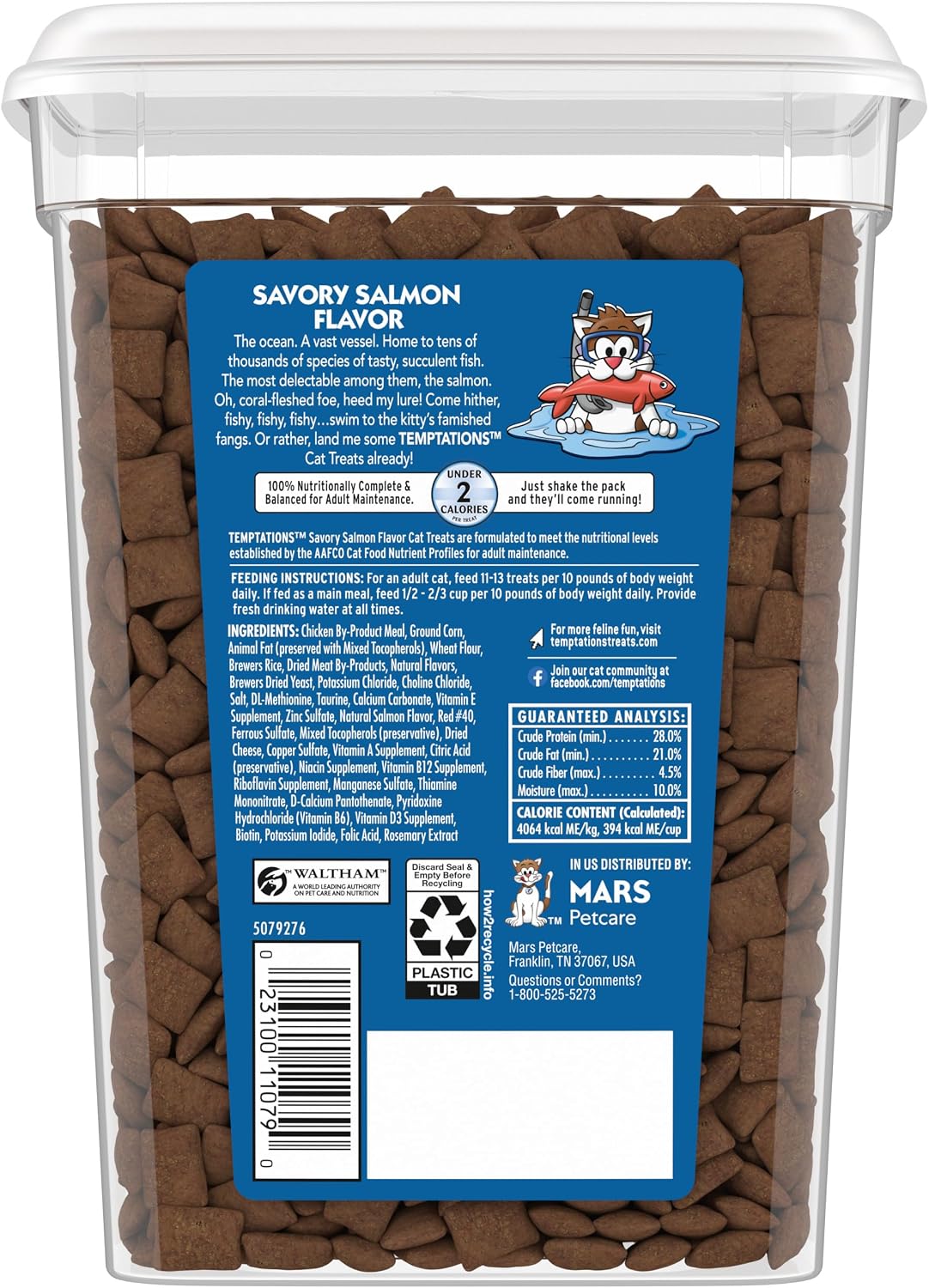 Temptations classic crunchy and soft cat treats packaging details