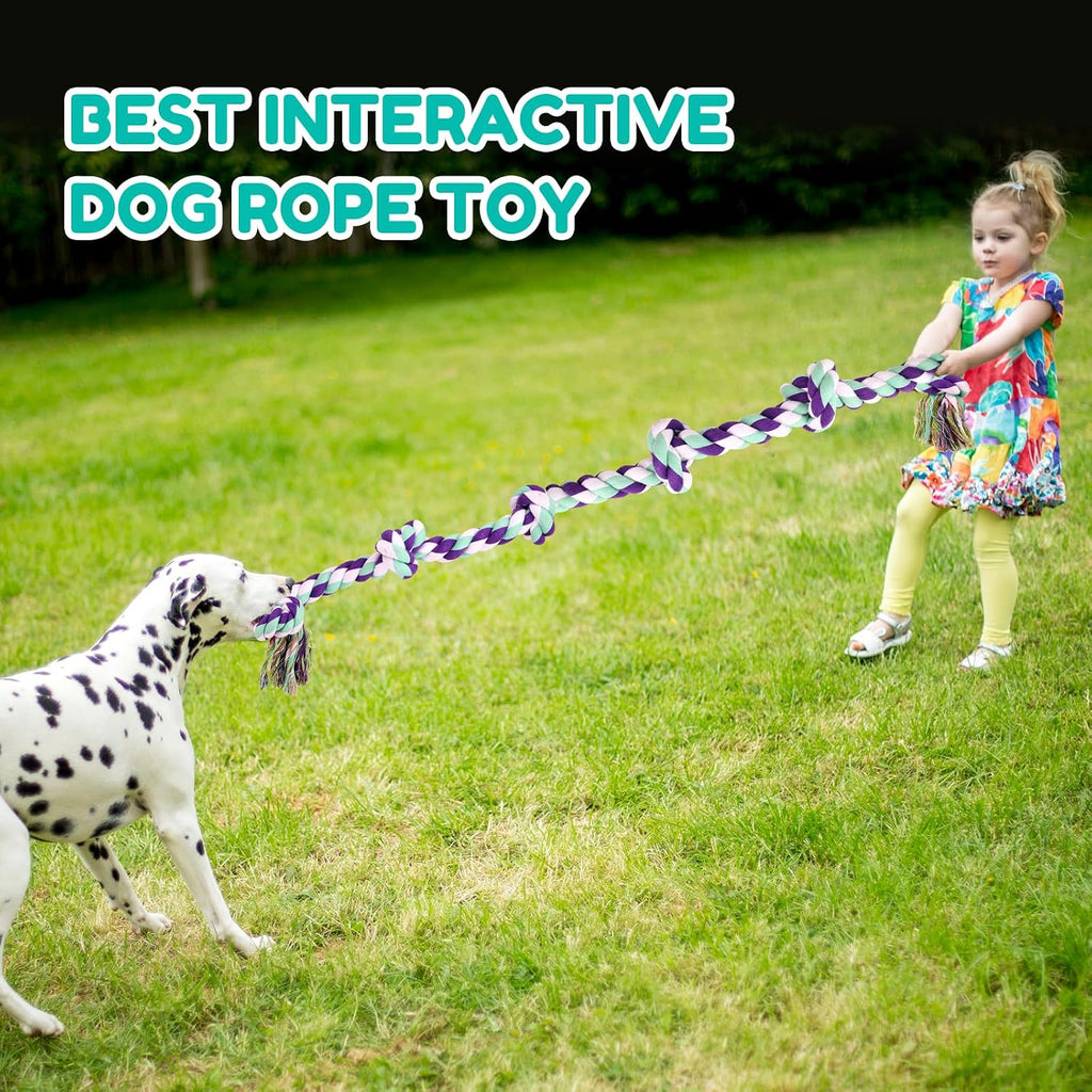 Loncoldy heavy duty dog rope toy showcasing its forty-two inch length measurement.