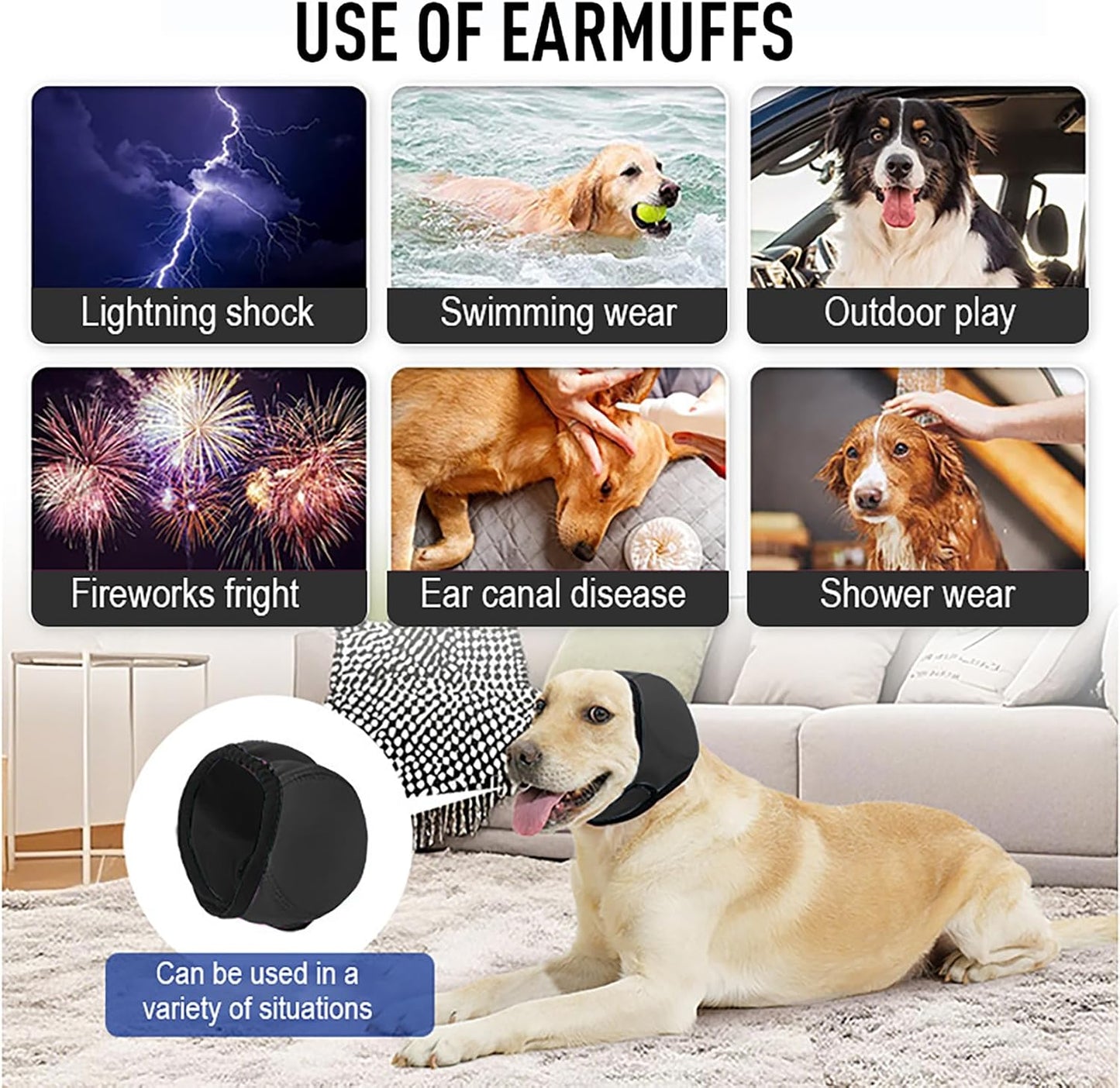 SJTYDX dog ear protectors being used during a pet grooming session