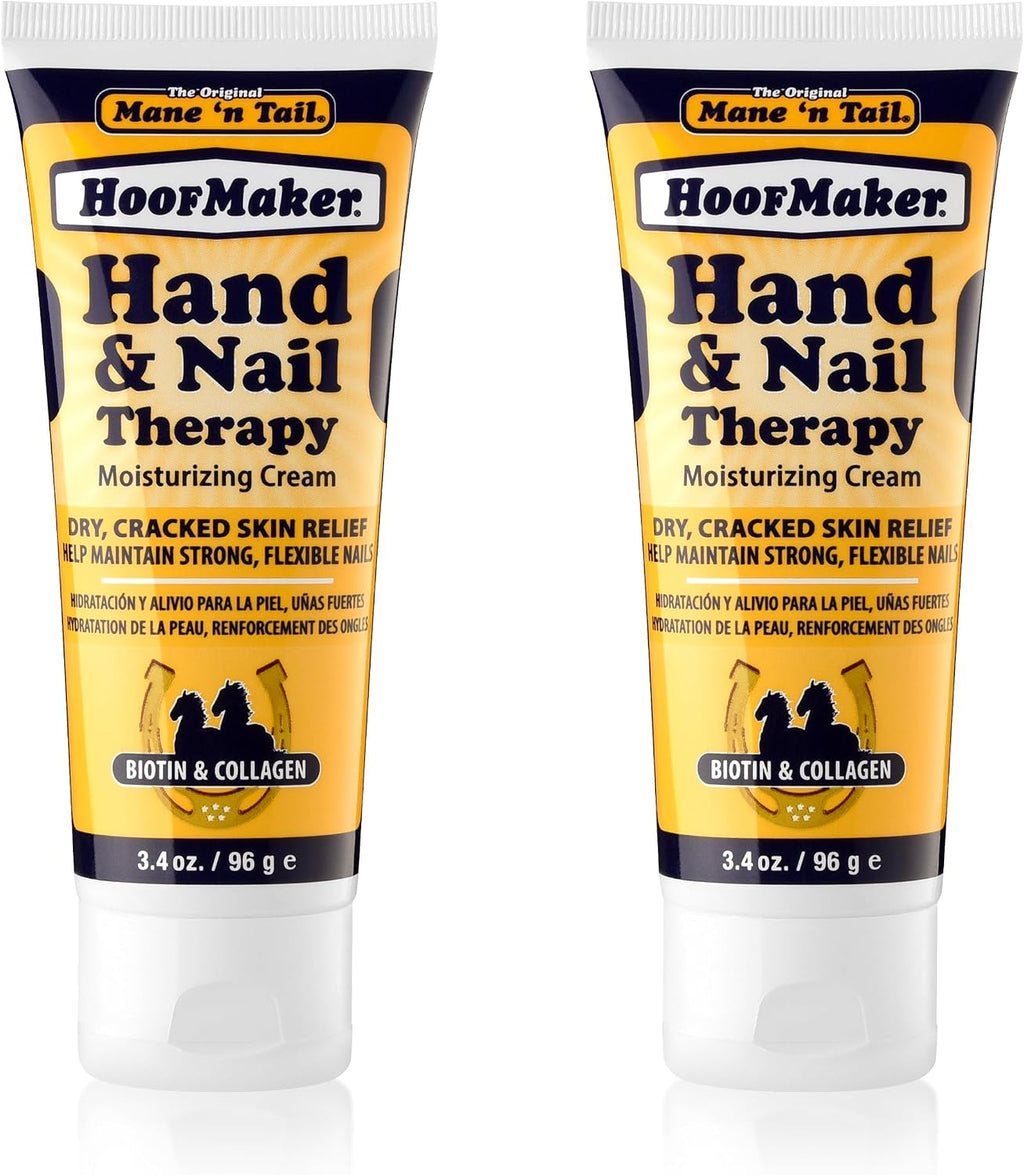 Mane 'n Tail Hoofmaker therapy container highlighting its dual equine and human moisturizing application benefits.