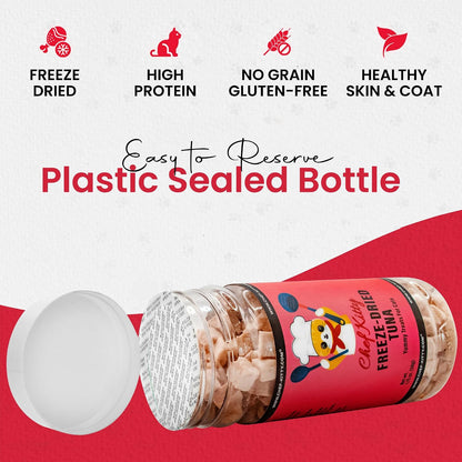 Natural wild caught tuna cat treats in 1.75 ounce container