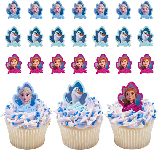 DecoPac Frozen II cupcake rings front view featuring Elsa, Anna and Olaf