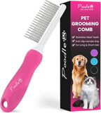 Poodle Pet Detangling Pet Comb with Long & Short Stainless Steel Teeth for Removing Matted Fur, Knots & Tangles - Detangler Tool Accessories for Safe & Gentle DIY Dog & Cat Grooming - Image 11