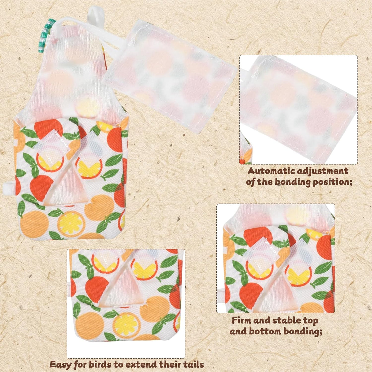 QFGasre colorful reusable bird diapers in multi pack