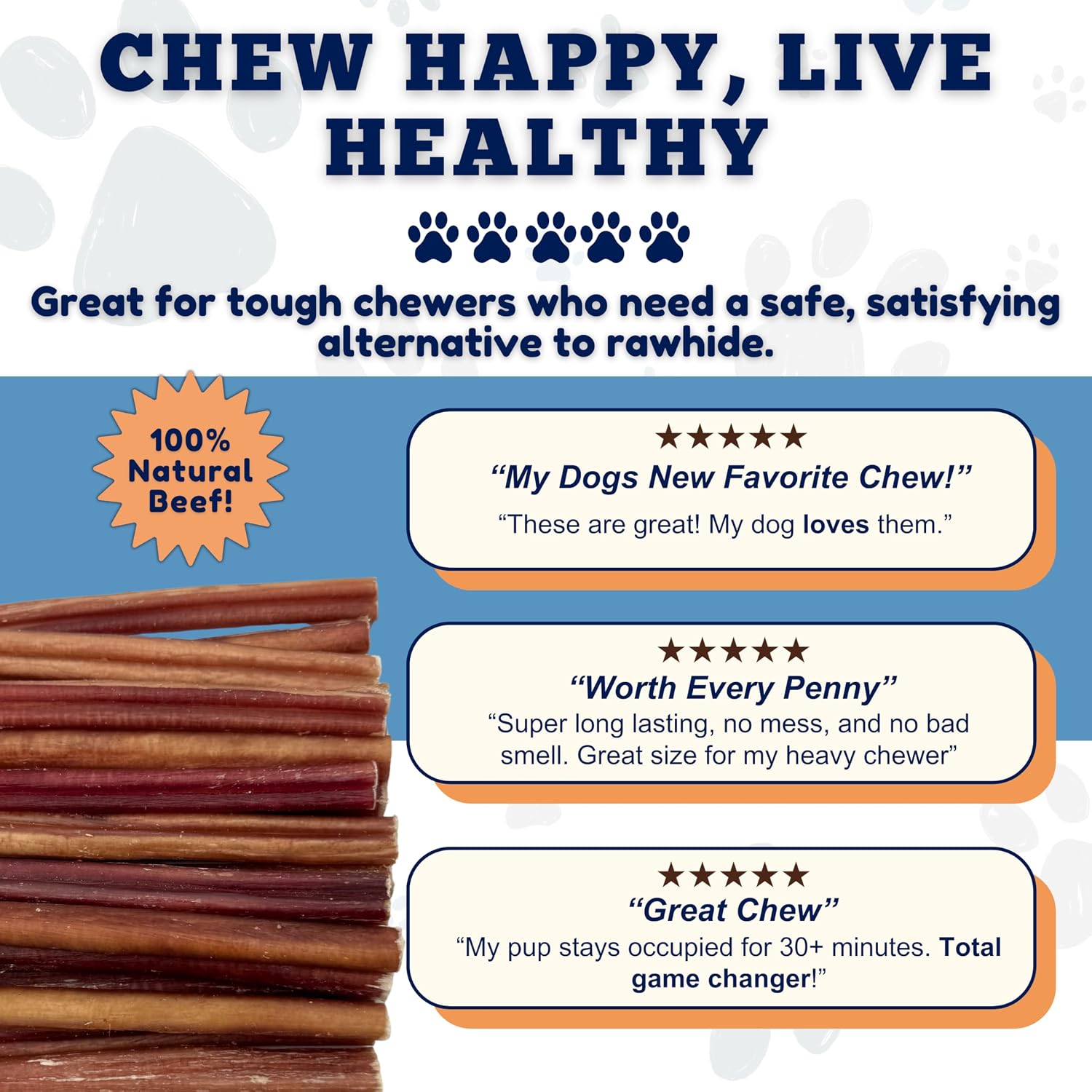 Close up look at the durable texture of fifteen pack medium bully sticks