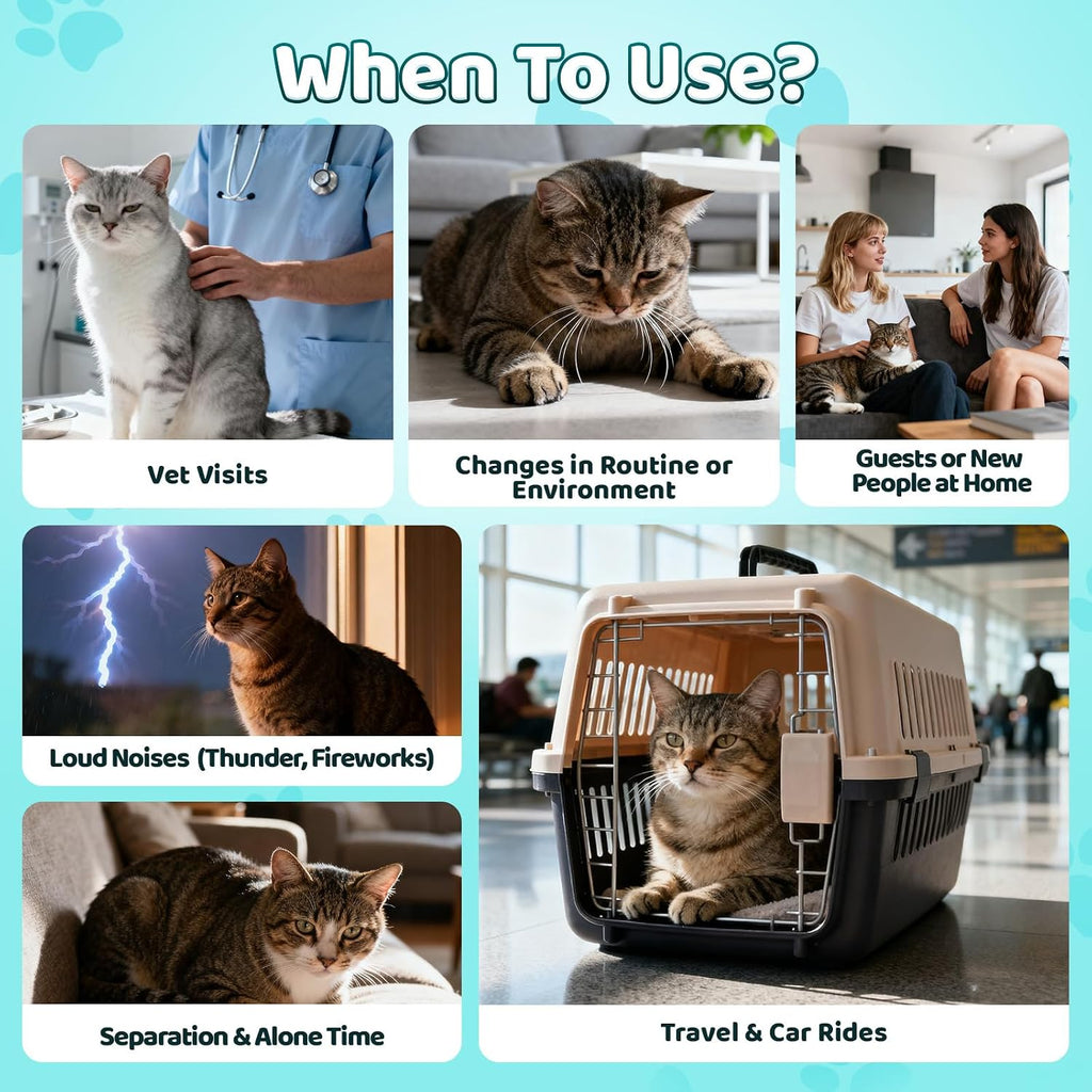 Close up view of the five hundred count Wagmee cat relaxant chews container for travel stress