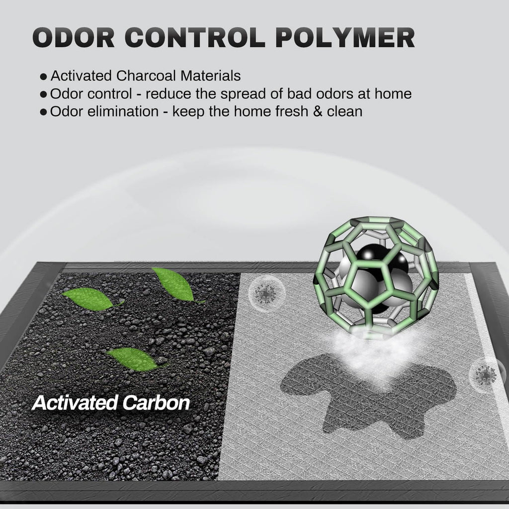Gardner Pet charcoal pet training pads spread out on living room tile floor