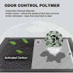 Gardner Pet charcoal pet training pads spread out on living room tile floor