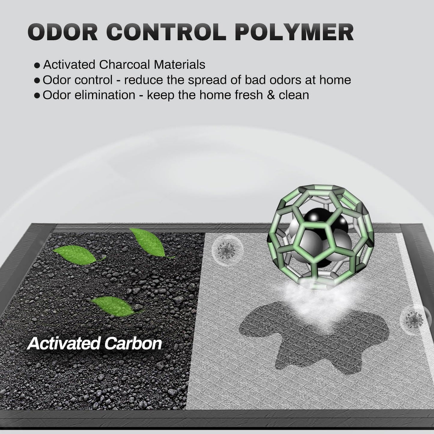 Gardner Pet charcoal pet training pads spread out on living room tile floor