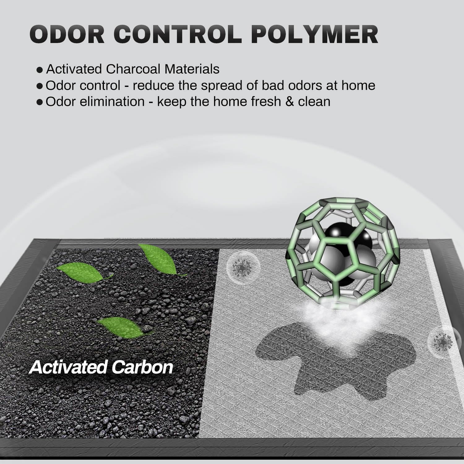 Gardner Pet charcoal pet training pads spread out on living room tile floor