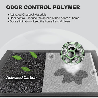 Gardner Pet charcoal pet training pads spread out on living room tile floor