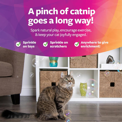Close up of SmartyKat aromatic catnip bubbles container for indoor pet stimulation