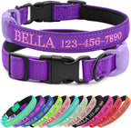Personalized Dog Collar with Embroidered Name and Phone, Nylon Collar for Dog with Silicone Holder for AirTag, Neoprene Lining, Plastic Quick-Release Buckle (Pink) - Image 13