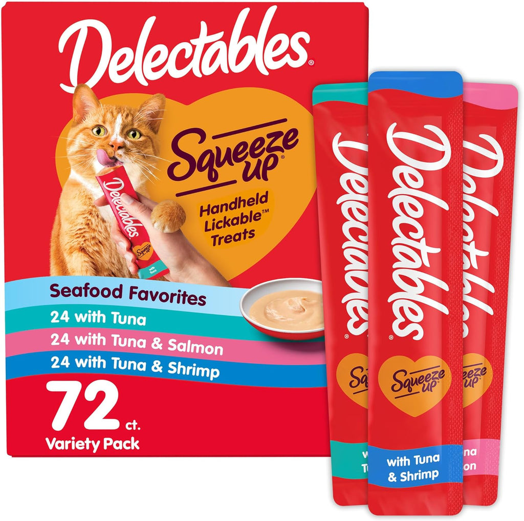 Delectables Squeeze Up Seafood Variety Pack, Creamy Squeezable Puree, Lickable Wet Cat Treats, Grain Free, No Added Fillers, No by-Products, No Added Preservatives, 0.5 Ounces Tube, 54 Tubes Total - Image 11