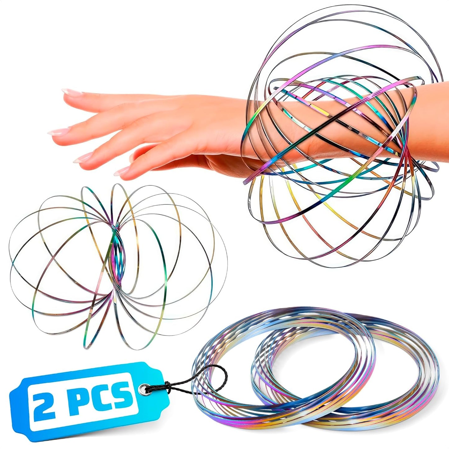 DIMROM flow ring spinner arm toy front view showing expanded three dimensional geometric structure
