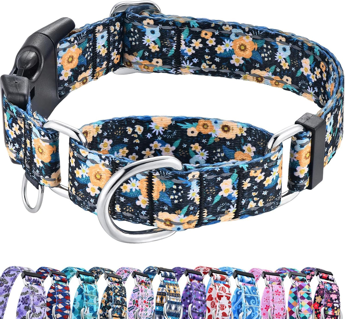 Reflective Martingale Collar for Dogs with Quick Release Buckle No Pull Training Dog Collars (Colorful Geometric, Medium) - Image 15