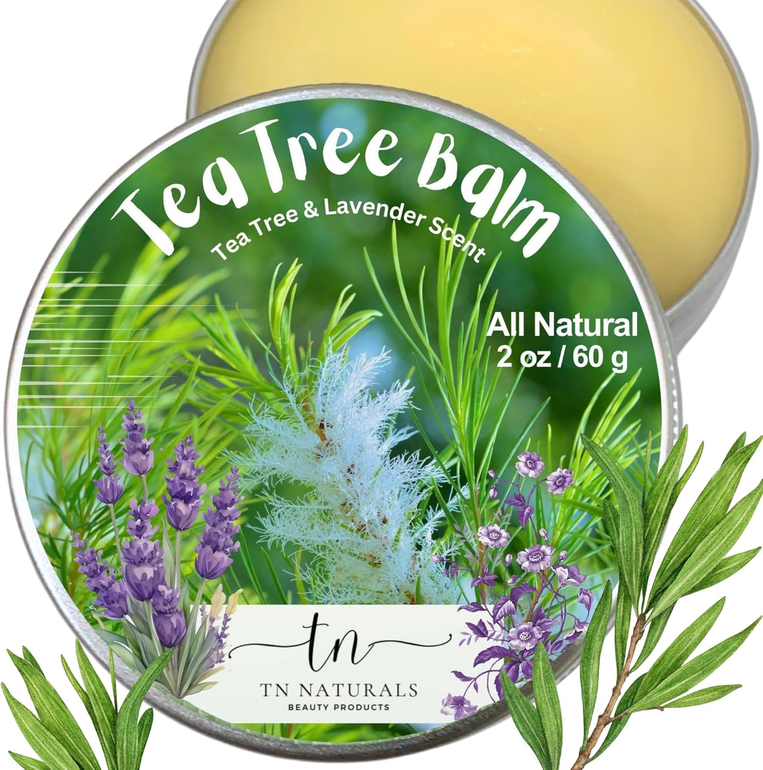 Chamuel TN Naturals Tea Tree Oil Balm front view package for itchy skin relief.