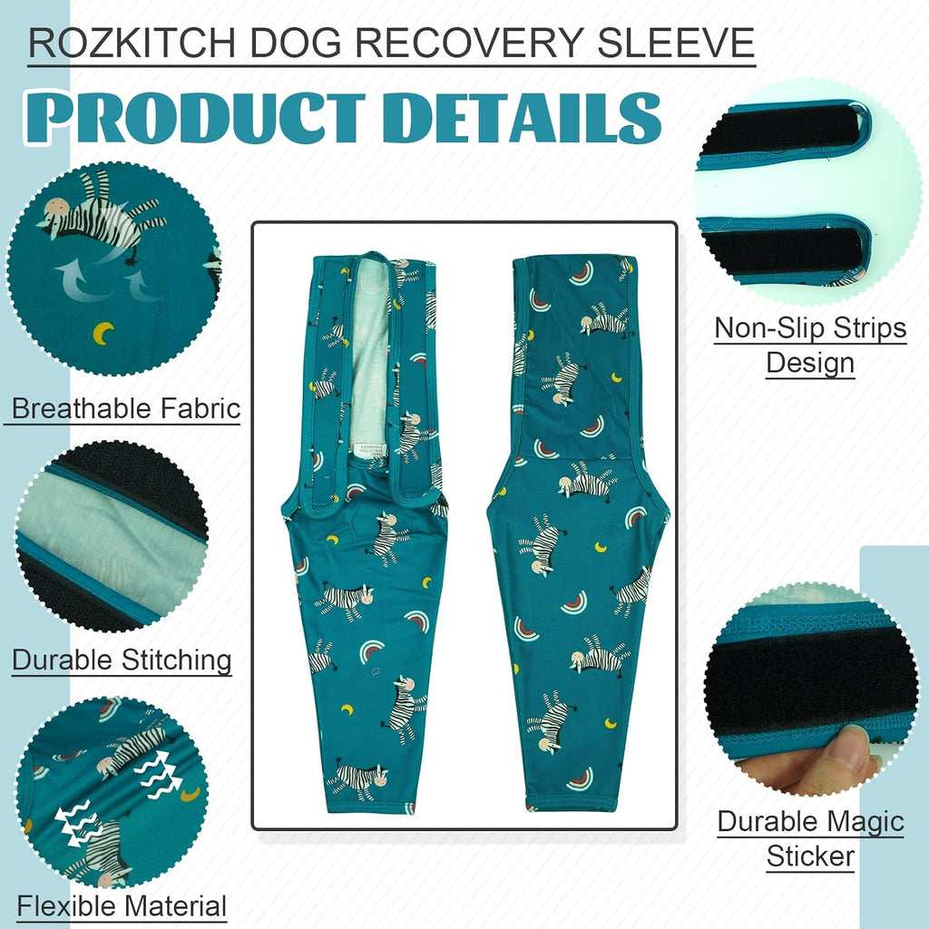 Breathable cotton anti licking pet leg protector for wound healing close up view
