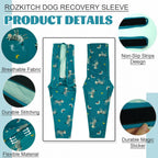 Breathable cotton anti licking pet leg protector for wound healing close up view