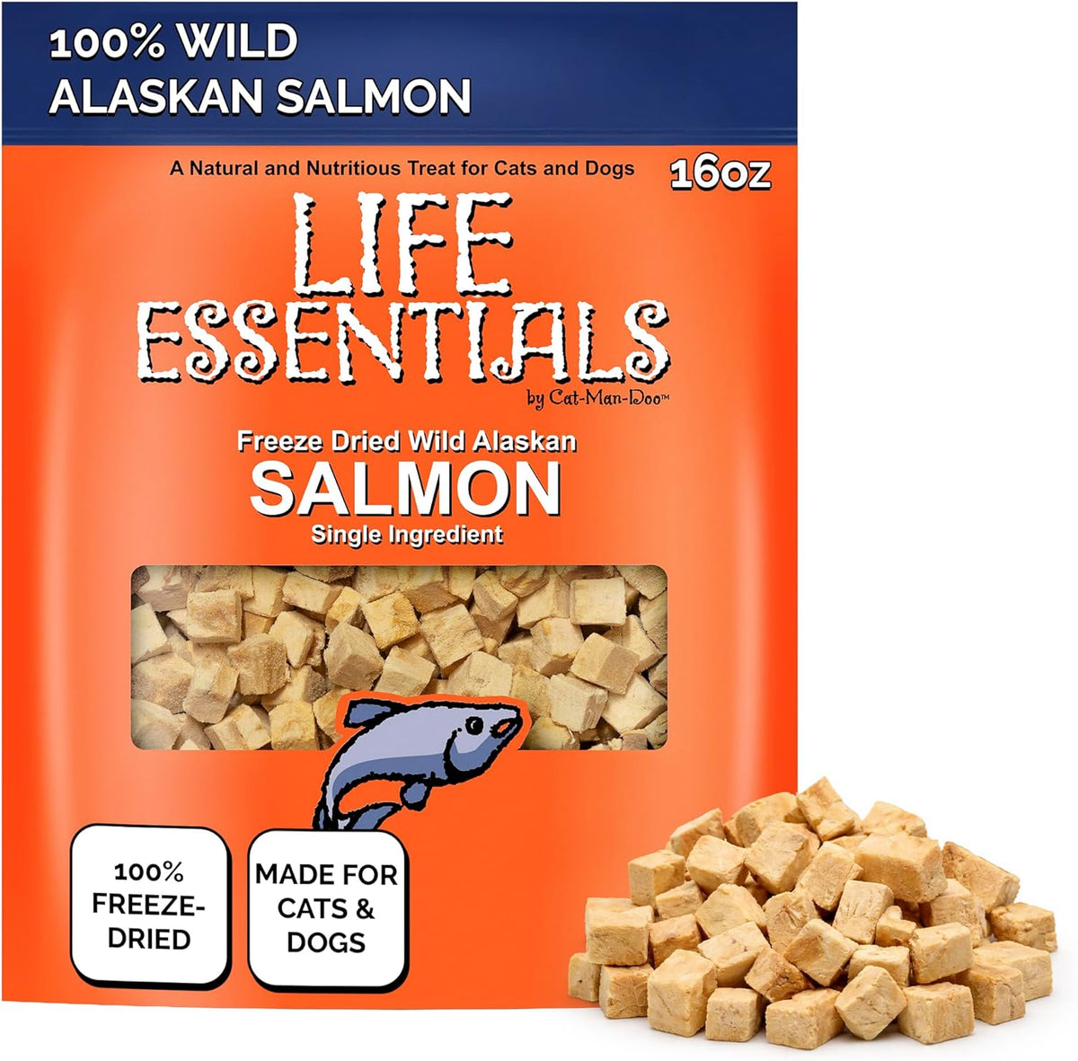 Life Essentials by Cat-Man-Doo | Salmon - 5oz. Bag | Freeze Dried Salmon Cat & Dog Treats | Healthy, Single Ingredient, Training Treats, High Protein - Image 9