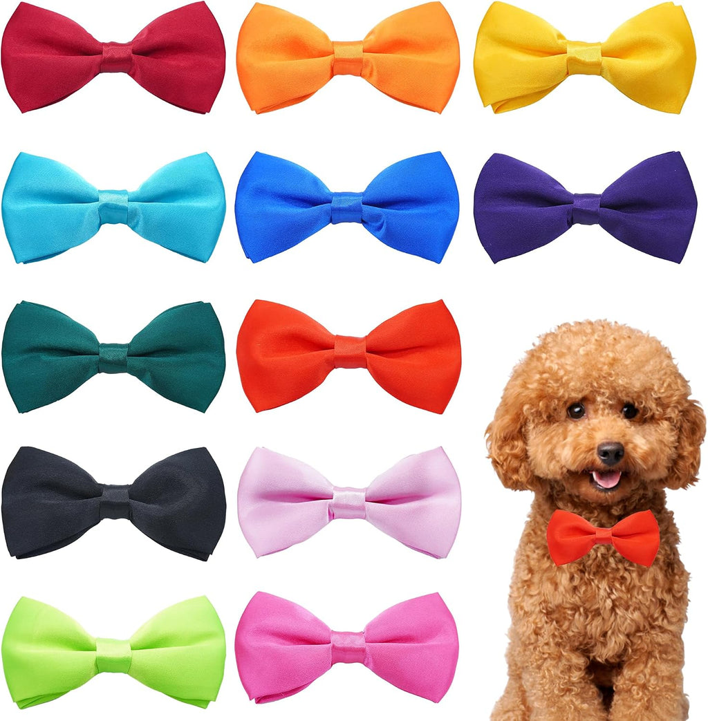 PET SHOW Twelve Colors Small Dog Collar Bow Ties front view showing assorted pack