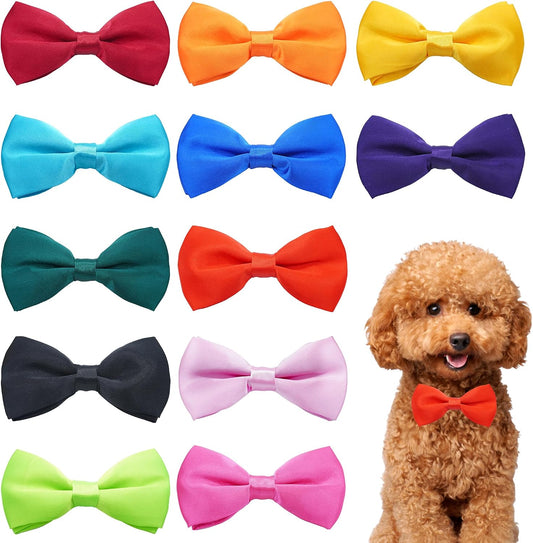 PET SHOW Twelve Colors Small Dog Collar Bow Ties front view showing assorted pack