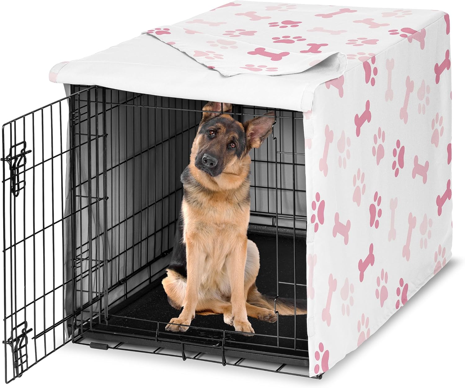 Sweet Jojo Designs 36in. Medium Dog Crate Cover (Bones and Paw Prints) for Boys Pet Cage, Kennel Covers (Modern, Cartoon, Doggy, Puppy, Neutral, Paws Print, Whimsical, Playful, Slate Navy Blue) - Image 10