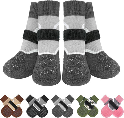 BEAUTYZOO 6PCS Dog Socks to Prevent Licking Paws for Cold Pavement, Winter Dog Shoes with Grippers for Hardwood Floors Anti Slip, Puppy Boots & Paw Protectors for Small Medium Large Senior Dogs, SM - Image 10