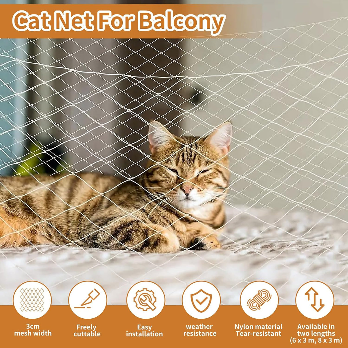 Vingvo pet anti-fall nylon mesh installed on balcony