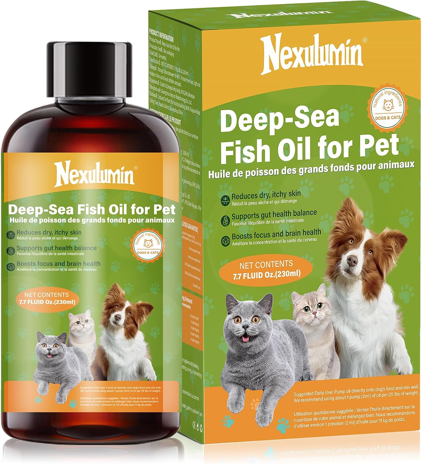 Salmon Oil for Dogs and Cats - Natural Omega-3 - Skin and Coat Care - Liquid Pet Food Supplement - Provides Fatty Acids for Joint Function - (230ml/1 Bottle) - Image 10