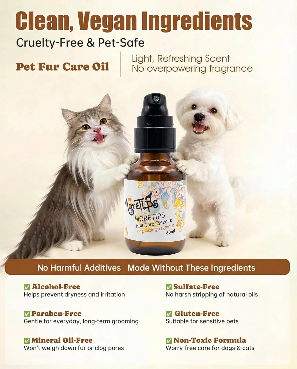 Safe and effective grooming oil for shedding control in cats and dogs.