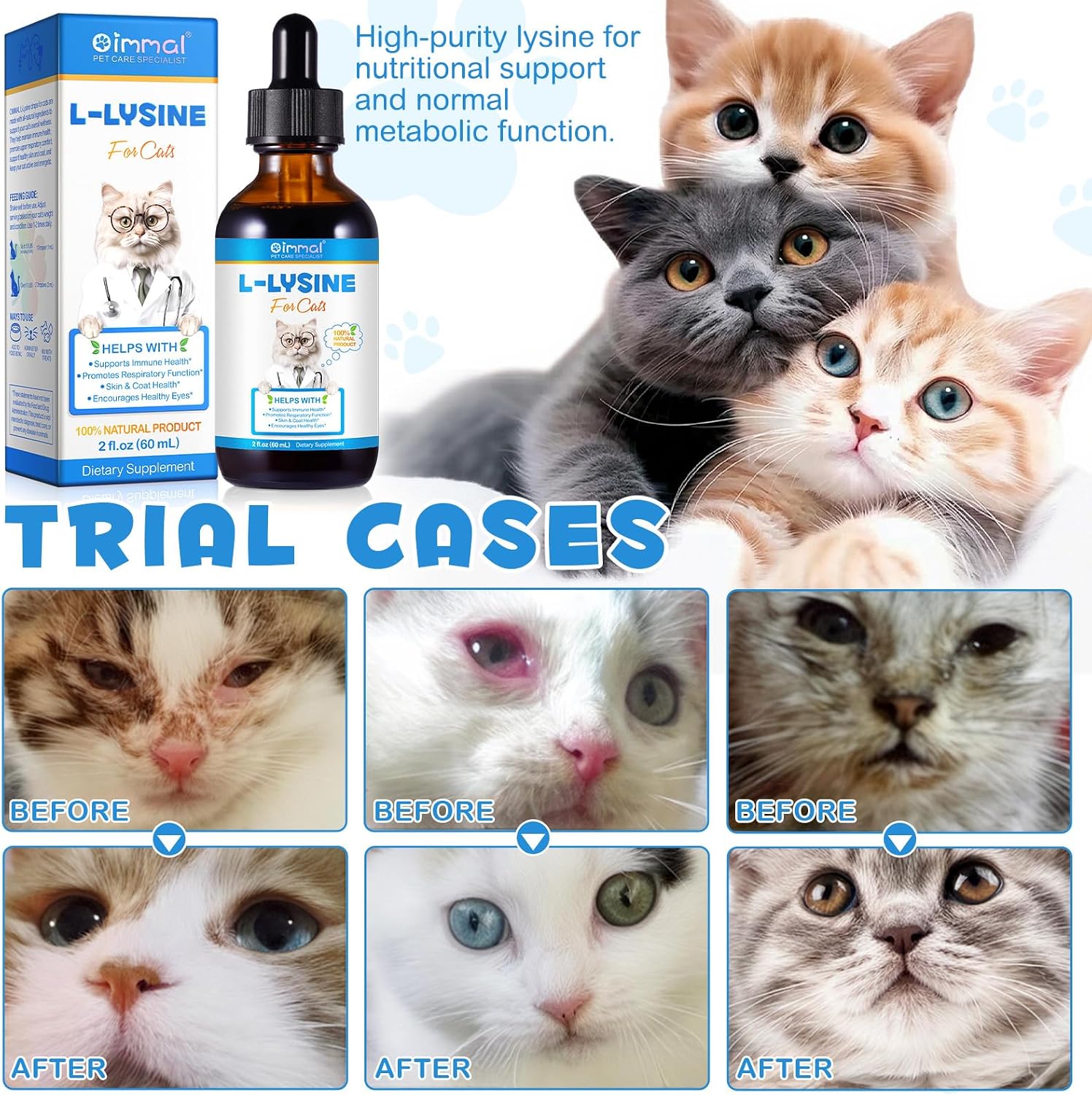 Alivo L-Lysine drops being added to wet cat food to ease feline sneezing and runny nose