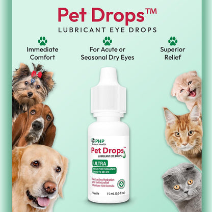 Authentic pet health pharma lubricant solution close up view