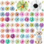 Detailed product dimensions for the 3.74 by 2.17 inch detachable pet collar bow