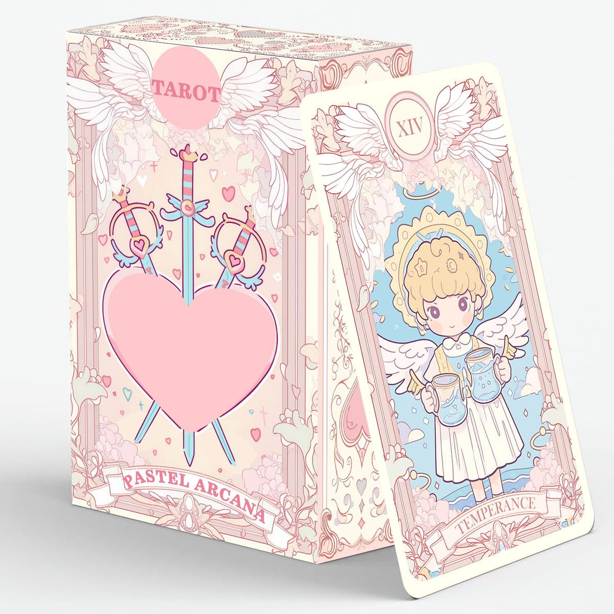 Han Yu Bowen Pastel Arcana Tarot Deck front view showing premium pink box packaging.