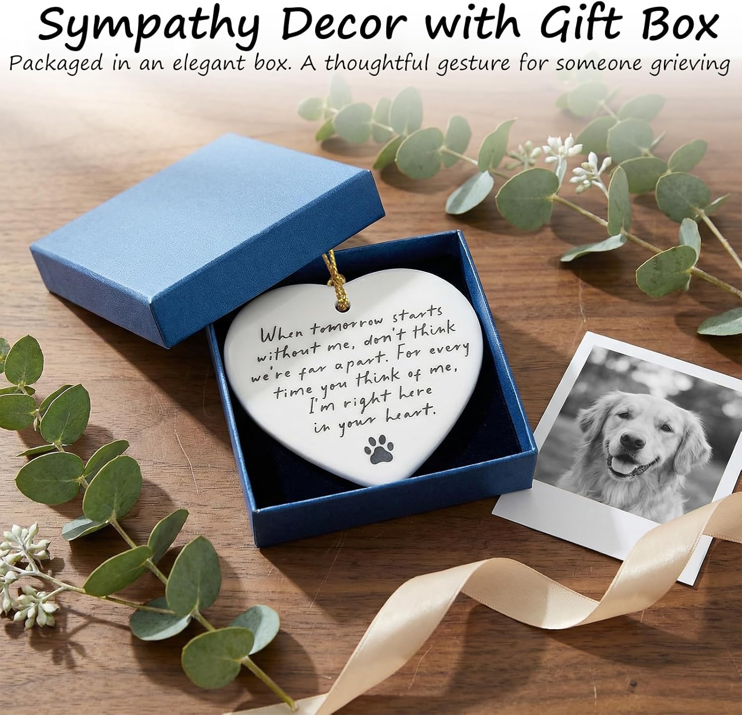 OFlyDesigns pet remembrance ornament hanging on a display stand