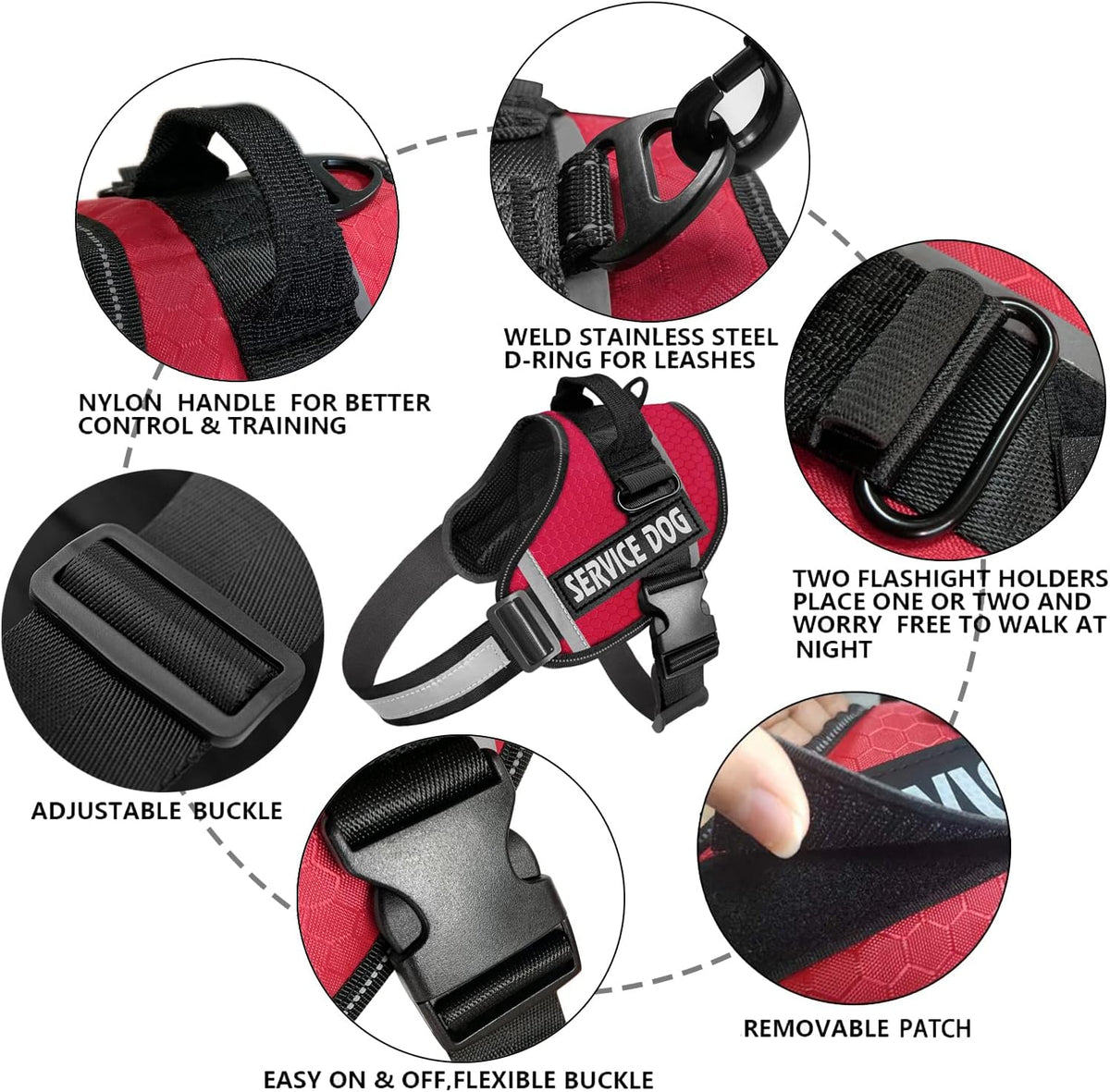 Side profile of JSXD dog vest with reflective 3M strips