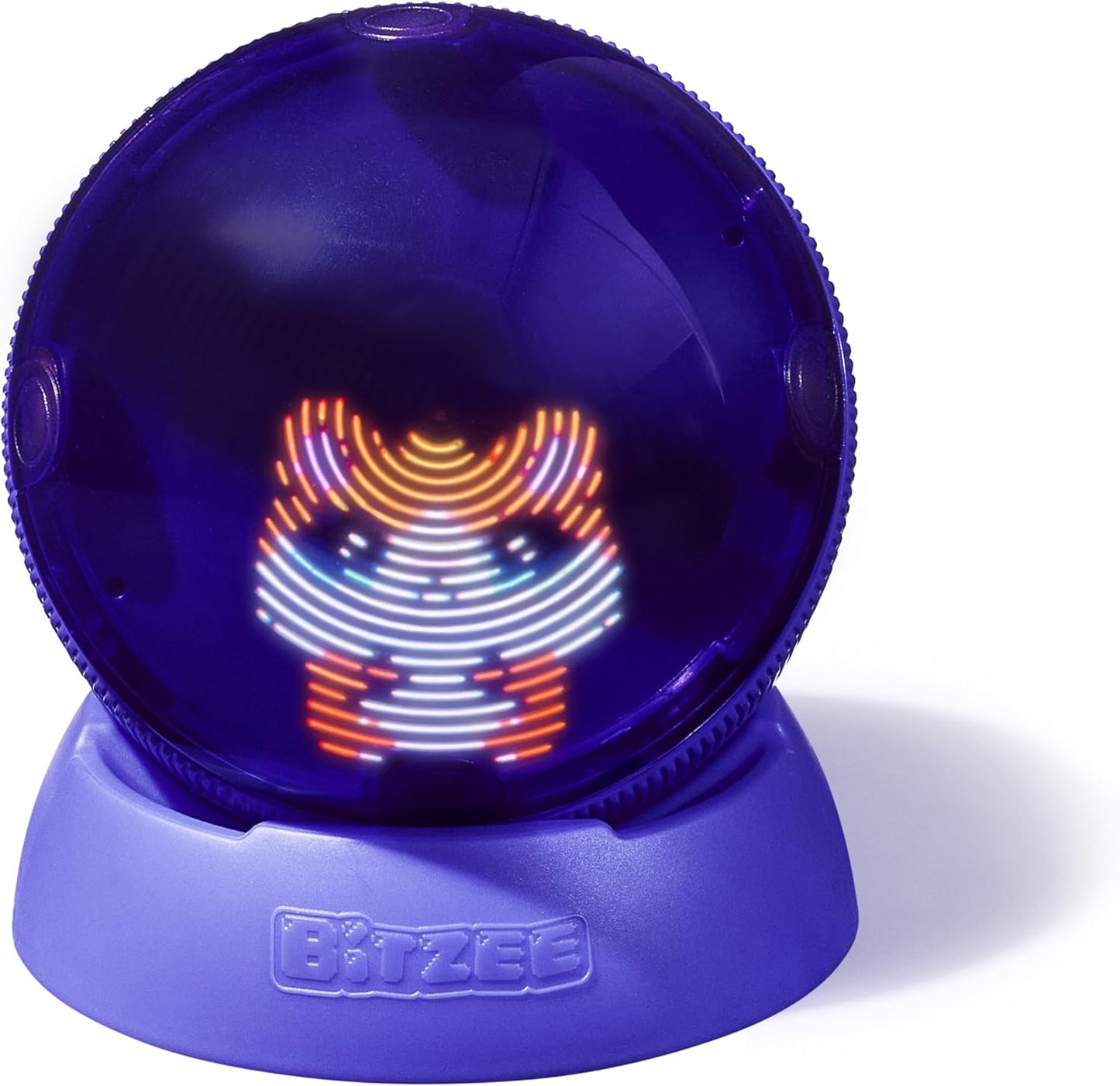 Bitzee Hamster Ball interactive digital pet toy front view displaying purple holographic sphere on matching base