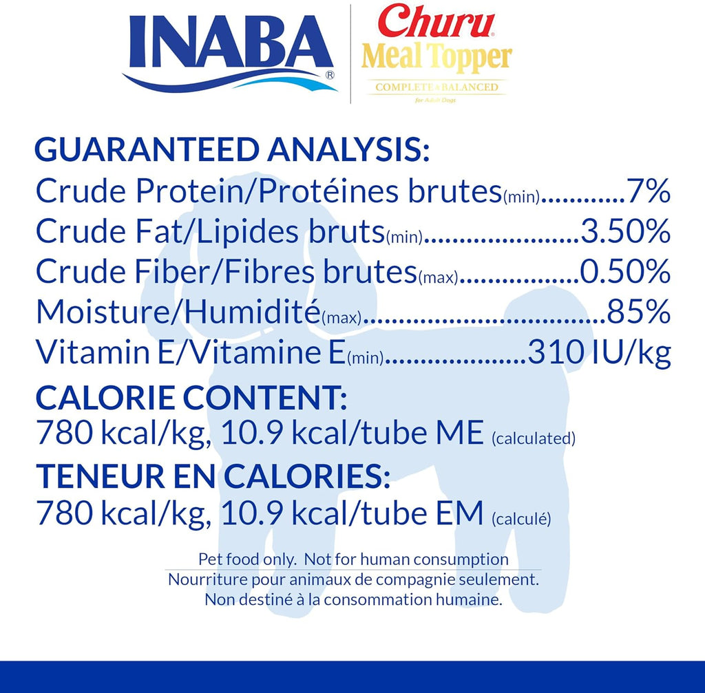 Complete and balanced creamy dog treat variety pack back label details
