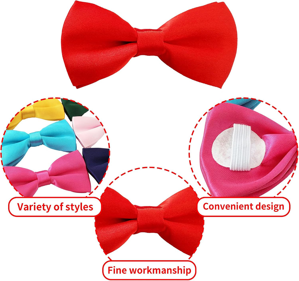 PET SHOW puppy bowtie attachment showing dual elastic bands on back