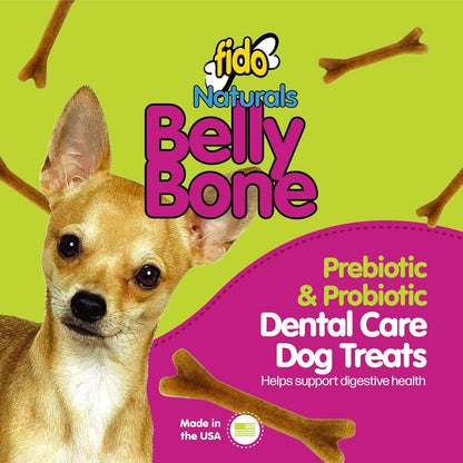 Fido Belly Bones for Dogs, Mini - 100 Count - Yogurt-Flavor Dental Treats for Small Dogs - Plaque & Tartar Control for Fresh Breath - Digestive Support - Made in USA - Image 2