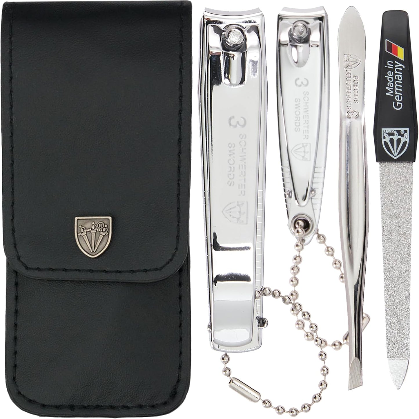 3 Swords Germany 4 piece manicure pedicure kit in leather case