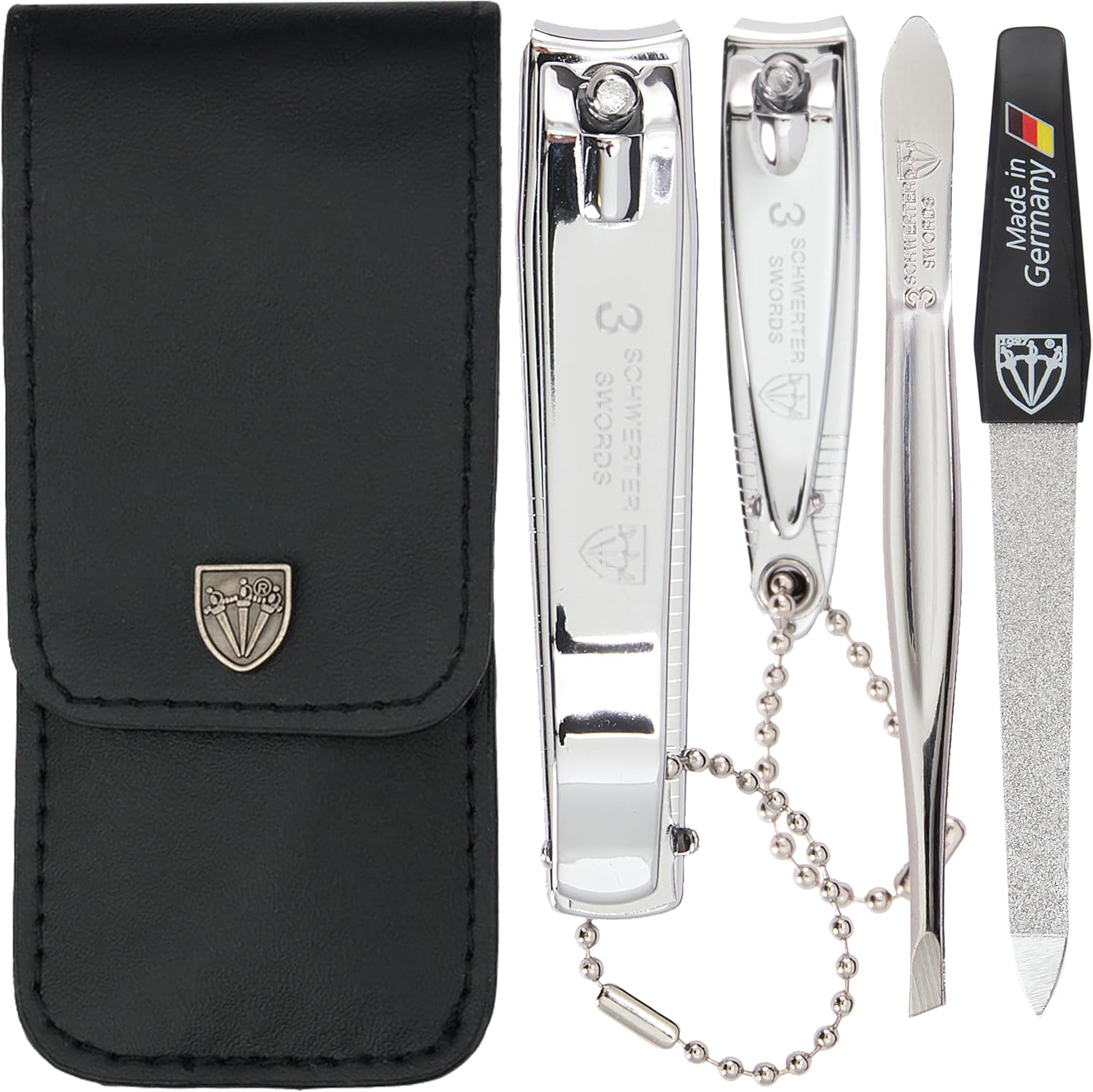 3 Swords Germany 4 piece manicure pedicure kit in leather case