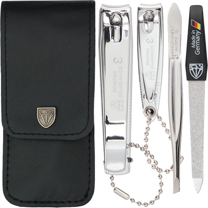 3 Swords Germany 4 piece manicure pedicure kit in leather case