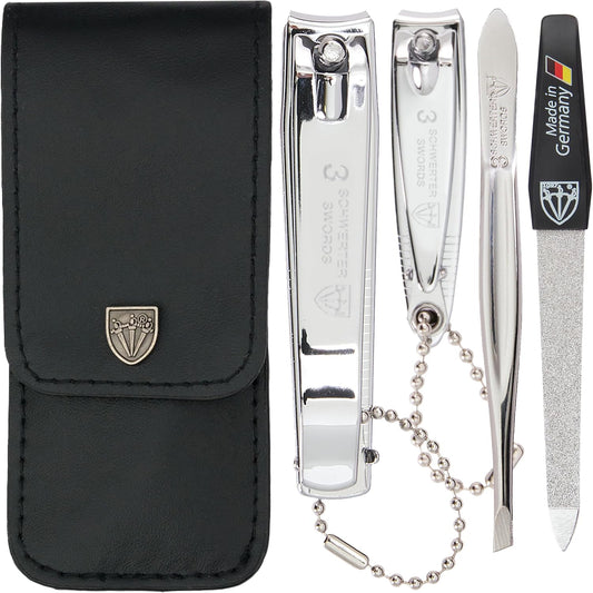 3 Swords Germany 4 piece manicure pedicure kit in leather case