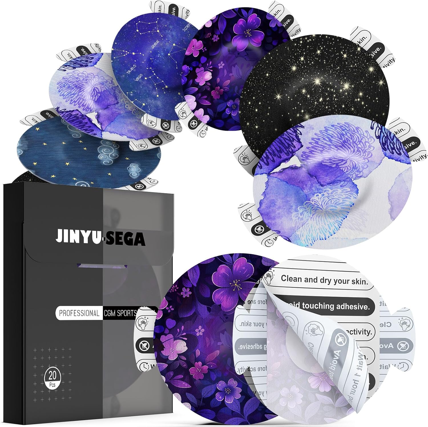 Jinyu-Sega Libre 3 waterproof sensor covers pack front view highlighting easy peel tab