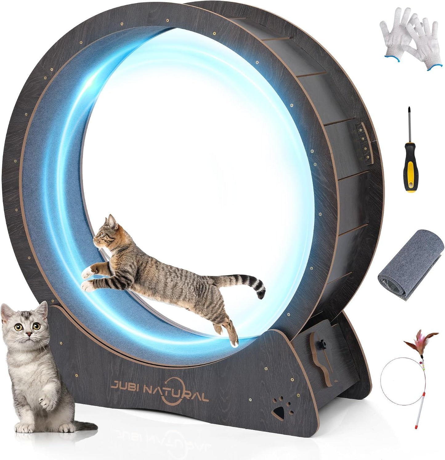 JubiNatural cat exercise wheel front view indoor fitness treadmill